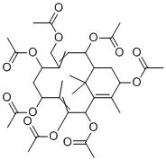 CAS # 187988-48-3, 5-Acetyltaxachitriene A, (2,5,7,9,10,13-hexaacetyloxy-8,12,15,15-tetramethyl-4-bicyclo[9.3.1]pentadeca-3,8,11-trienyl)methyl acetate