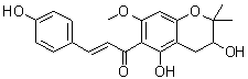 CAS # 189308-10-9, Xanthohumol B, (2E)-1-(3,4-Dihydro-3,5-dihydroxy-7-methoxy-2,2-dimethyl-2H-1-benzopyran-6-yl)-3-(4-hydroxyphenyl)-2-propen-1-one, Dehydrocycloxanthohumol hydrate