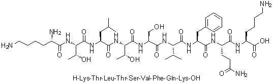CAS 登录号：1900668-86-1, L-赖氨酰-L-苏氨酰-L-亮氨酰-L-苏氨酰-L-丝氨酰-L-缬氨酰-L-苯丙氨酰-L-谷氨酰胺酰-L-赖氨酸