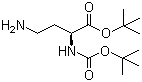 structure of CAS# 190447-69-9, (S)-2-tert-Butoxycarbonylamino-4-aminobutyric acid tert-butyl ester