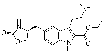 structure of CAS# 191864-24-1, (S)-3-(2-二甲基氨基乙基)-5-(2-氧代-1,3-恶唑烷-4-基甲基)-1H-吲哚-2-羧酸乙酯