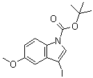 structure of CAS# 192189-10-9, 3-Iodo-5-methoxy-1H-indole-1-carboxylic acid 1,1-dimethylethyl ester