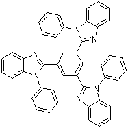 CAS # 192198-85-9, 1,3,5-Tris(1-phenyl-1H-benzimidazol-2-yl)benzene, 1,3,5-Tris(N-phenylbenzimidazol-2-yl)benzene, 2,2',2''-(1,3,5-Benzenetriyl)tris[1-phenyl-1H-benzimidazole], TPBi