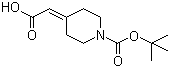 CAS # 193085-24-4, 1-Boc-piperidin-4-ylideneacetic acid, 2-(1-Boc-piperidin-4-ylidene)acetic acid, 4-Carboxymethylenepiperidine-1-carboxylic acid tert-butyl ester