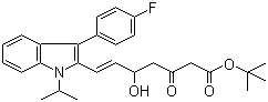 CAS 登录号：194934-95-7, (E)-5-羟基-3-氧代-7-[3'-(4''-氟苯基)-1'-(1''-甲基乙基)吲哚-2'-基]-6-庚烯酸叔丁酯