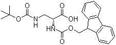 structure of CAS# 198544-42-2, N2-Fmoc-N3-Boc-D-2,3-diaminopropionic acid
