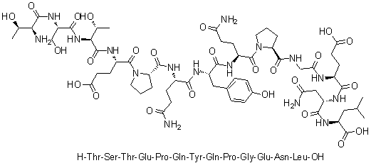 CAS # 198754-34-6, L-Threonyl-L-seryl-L-threonyl-L-alpha-glutamyl-L-prolyl-L-glutaminyl-L-tyrosyl-L-glutaminyl-L-prolylglycyl-L-alpha-glutamyl-L-asparaginyl-L-leucine, 521-533-Src kinase (synthetic fragment)