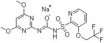 CAS # 199119-58-9, Trifloxysulfuron-sodium, Sodium N'-(4,6-dimethoxypyrimidin-2-yl)-N-[3-(2,2,2-trifluoroethoxy)-2-pyridylsulfonyl]imidocarbamate