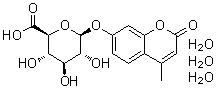 structure of CAS# 199329-67-4, 4-甲基-2-氧代-2H-1-苯并吡喃-7-基 beta-D-吡喃葡糖苷酸三水合物