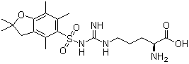 structure of CAS# 200115-86-2, N5-[[[(2,3-Dihydro-2,2,4,6,7-pentamethyl-5-benzofuranyl)sulfonyl]amino]iminomethyl]-L-ornithine