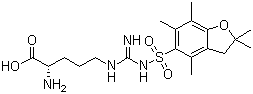 structure of CAS# 200116-81-0, N5-[[[(2,3-Dihydro-2,2,4,6,7-pentamethyl-5-benzofuranyl)sulfonyl]amino]iminomethyl]-D-ornithine