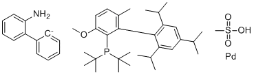 CAS # 2009020-38-4, [2'-(amino-&kappa;N)[1,1'-biphenyl]-2-yl-&kappa;C][bis(1,1-dimethylethyl)[3-methoxy-6-methyl-2',4',6'-tris(1-methylethyl)[1,1'-biphenyl]-2-yl]phosphine-&kappa;P](methanesulfonato-&kappa;O)-Palladium, RockPhos Pd G3