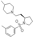 CAS # 201038-58-6, 4-Methyl-1-[2-[(2R)-1-[(3-methylphenyl)sulfonyl]-2-pyrrolidinyl]ethyl]piperidine, SB 258741