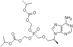 CAS # 201341-05-1, Tenofovir disoproxil, 9-((R)-2-((Bis(((isopropoxycarbonyl)oxy)methoxy)phosphinyl)methoxy)propyl)adenine