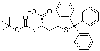 structure of CAS# 201419-16-1, N-[(1,1-Dimethylethoxy)carbonyl]-S-(triphenylmethyl)-L-homocysteine