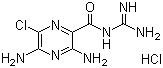 CAS # 2016-88-8, Amiloride hydrochloride, N-Amidino-3,5-diamino-6-chloropyrazinecarboxamide hydrochloride