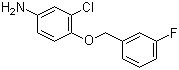 CAS # 202197-26-0, 3-Chloro-4-(3-fluorobenzyloxy)aniline, 3-Chloro-4-(3-fluorobenzyloxy)phenylamine, 4-(3-Fluorobenzyloxy)-3-chlorobenzenamine