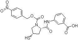 CAS # 202467-69-4, 3-[[[(2S,4S)-4-Mercapto-1-(4-nitrobenzyloxy)carbonyl-2-pyrrolidinyl]carbonyl]amino]benzoic acid, 2-[[(3-Carboxyphenyl)amino]carbonyl]-4-mercapto-1-pyrrolidinecarboxylic acid (2S-cis)-1-[(4-nitrophenyl)methyl] ester
