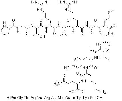 L-Prolylglycyl-L-threonyl-L-arginyl-L-valyl-L-arginyl-L-alanyl-L-methionyl-L-alanyl-L-isoleucyl-L-tyrosyl-L-lysyl-L-glutamine molecular structure (CAS 202525-99-3)