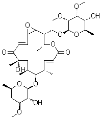 CAS # 20283-48-1, Chalcomycin A, NSC 150439, Stereoisomer of 2-[[(6-deoxy-2,3-di-O-methyl-beta-D-allopyranosyl)oxy]methyl]-9-[(4,6-dideoxy-3-O-methyl-beta-D-xylo-hexopyranosyl)oxy]-12-hydroxy-3,8,10,12-tetramethyl-4,17-dioxabicyclo[14.1.0]heptadeca-6,14-diene-5,13-dione