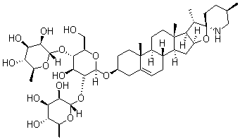 CAS # 20311-51-7, Solamargine, Solamargin, NSC 407810, (3beta,22alpha,25R)-spirosol-5-en-3-yl O-6-deoxy-alpha-L-mannopyranosyl-(1-2)-O-[6-deoxy-alpha-L-mannopyranosyl-(1-4)]-beta-D-glucopyranoside
