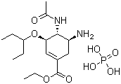 CAS # 204255-11-8, Oseltamivir phosphate, Tamiflu, Ethyl (3R,4R,5S)-4-acetamido-5-amino-3-pentan-3-yloxycyclohexene-1-carboxylate phosphate