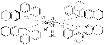 structure of CAS# 204933-84-6, Dimethylammonium dichlorotri(mu-chloro)bis[(R)-(+)-2,2'-bis(diphenylphosphino)-5,5',6,6',7,7',8,8'-octahydro-1,1'-binaphthyl]diruthenate(II)