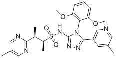 CAS # 2049980-18-7, Azelaprag, (2S,3R)-N-[4-(2,6-dimethoxyphenyl)-5-(5-methylpyridin-3-yl)-1,2,4-triazol-3-yl]-3-(5-methylpyrimidin-2-yl)butane-2-sulfonamide
