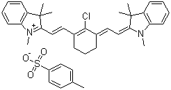 structure of CAS# 205744-92-9, 2-[2-[2-Chloro-3-[(1,3-dihydro-1,3,3-trimethyl-2H-indol-2-ylidene)ethylidene]-1-cyclohexen-1-yl]ethenyl]-1,3,3-trimethyl-3H-indolium salt with 4-methylbenzenesulfonic acid