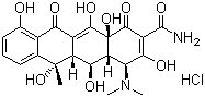 CAS # 2058-46-0, Oxytetracycline hydrochloride, 5-Hydroxytetracycline hydrochloride, [4S-(4alpha,4aalpha,5alpha,5aalpha,6beta,12aalpha)]-4-(Dimethylamino)-1,4,4a,5,5a,6,11,12a-octahydro-3,5,6,10,12,12a-hexahydroxy-6-methyl-1,11-dioxo-2-naphthacenecarboxamide monohydrochloride