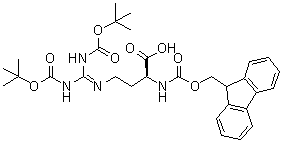 structure of CAS# 206183-06-4, (3S)-3-Carboxy-7-[[(1,1-dimethylethoxy)carbonyl]amino]-11,11-dimethyl-9-oxo-10-oxa-2,6,8-triazadodec-6-enoic acid 1-(9H-fluoren-9-ylmethyl) ester