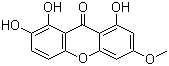 CAS # 20882-75-1, Swertianin, Gentiakoxianin, Gentiakochianin, Swertianine, 1,2,8-Trihydroxy-6-methoxy-9H-xanthen-9-one, 1,3,7,8-Tetrahydroxyxanthone 3-methyl ether