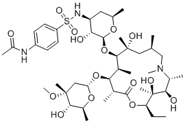CAS # 2095879-65-3, Azithromycin Impurity Q, Unii-W26dem4UN2,N-[4-[[(2S,3R,4S,6R)-2-[[(2R,3S,4R,5R,8R,10R,11R,12S,13S,14R)-2-ethyl-3,4,10-trihydroxy-13-[(2R,4R,5S,6S)-5-hydroxy-4-methoxy-4,6-dimethyloxan-2-yl]oxy-3,5,6,8,10,12,14-heptamethyl-15-oxo-1-oxa-6-azacyclopentadec-11-yl]oxy]-3-hydroxy-6-methyloxan-4-yl]sulfamoyl]phenyl]acetamide