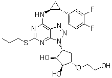 CAS # 2096989-56-7, (1S,2S,3R,5S)-3-[7-[[(1S,2R)-2-(3,4-Difluorophenyl)cyclopropyl]amino]-5-(propylthio)-3H-1,2,3-triazolo[4,5-d]pyrimidin-3-yl]-5-(2-hydroxyethoxy)-1,2-cyclopentanediol