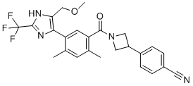 structure of CAS# 2097262-58-1, 4-[1-[5-[5-(甲氧基甲基)-2-(三氟甲基)-1H-咪唑-4-基]-2,4-二甲基苯甲酰]氮杂环丁-3-基]苯甲腈