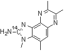 CAS # 210049-21-1, 3,4,7,8-Tetramethyl-3H-imidazo[4,5-f]quinoxalin-2-amine-2-<sup>14</sup>C