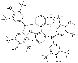 structure of CAS# 210169-40-7, (S)-5,5'-二[二(3,5-二叔丁基-4-甲氧基苯基)膦基]-4,4'-联苯并二恶茂