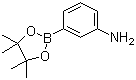 CAS # 210907-84-9, 3-Aminophenylboronic acid pinacol ester, 3-(4,4,5,5-Tetramethyl-1,3,2-dioxaborolan-2-yl)aniline