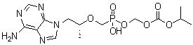 CAS # 211364-69-1, Tenofovir monoisoproxil, (8R)-9-(6-Amino-9H-purin-9-yl)-5-hydroxy-8-methyl-2,4,7-trioxa-5-phosphanonanoic acid 1-methylethyl ester 5-oxide