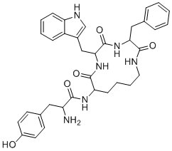 CAS # 213769-33-6, (S)-N-((3S,6S,9R)-6-((1H-indol-3-yl)methyl)-3-benzyl-2,5,8-trioxo-1,4,7-triazacyclotridecan-9-yl)-2-amino-3-(4-hydroxyphenyl)propanamide