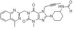 CAS 登录号：2137744-33-1, N-[1-[7-(2-丁炔-1-基)-2,3,6,7-四氢-3-甲基-1-[(4-甲基-2-喹唑啉基)甲基]-2,6-二氧代-1H-嘌呤-8-基]-3-哌啶基]甲酰胺