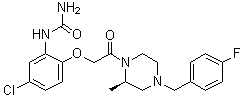 CAS # 217645-70-0, (2R)-1-[[[4-Chloro-2-(ureido)phenoxy]methyl]carbonyl]-2-methyl-4-(4-fluorobenzyl)piperazine