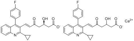 CAS # 2180095-22-9, (3R,6E)-7-[2-cyclopropyl-4-(4-fluorophenyl)-3-quinolinyl]-3-hydroxy-5-oxo-6-heptenoic acid calcium salt (2:1)
