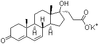 CAS # 2181-04-6, Potassium canrenoate, 17-Hydroxy-3-oxopregna-4,6-diene-21-carboxylic acid potassium salt, Canrenoic acid potassium salt