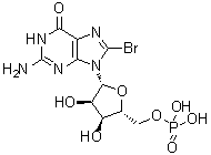 CAS # 21870-09-7, 8-Bromoguanosine monophosphate, 8-Bromo-5'-GMP, 8-Bromoguanosine 5'-monophosphate, 8-Bromoguanosine 5'-phosphate