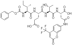 structure of CAS# 219138-02-0, N-[苄氧羰基]-L-异亮氨酰-L-alpha-谷氨酰-L-苏氨酰-N-[2-氧代-4-(三氟甲基)-2H-1-苯并吡喃-7-基]-L-alpha-天冬氨酰胺