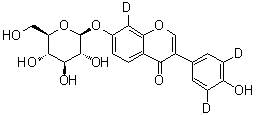 7-(beta-D-Glucopyranosyloxy)-3-(4-hydroxyphenyl-3,5-d<sub>2</sub>)-4H-1-benzopyran-4-one-8-d molecular structure (CAS 220930-97-2)