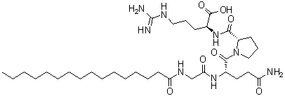 CAS # 221227-05-0, Palmitoyl Tetrapeptide 7, N-(1-Oxohexadecyl)glycyl-L-glutaminyl-L-prolyl-L-arginine, N-Palmitoylrigin