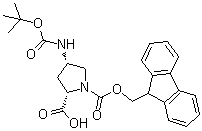 structure of CAS# 221352-74-5, (2S,4S)-4-[[叔丁氧羰基]氨基]-1,2-吡咯烷二甲酸 1-(9H-芴-9-基甲基)酯