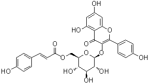 CAS # 22153-44-2, Tribuloside A, 5,7-Dihydroxy-2-(4-hydroxyphenyl)-3-[[6-O-[3-(4-hydroxyphenyl)-1-oxo-2-propen-1-yl]-beta-D-glucopyranosyl]oxy]-4H-1-benzopyran-4-one